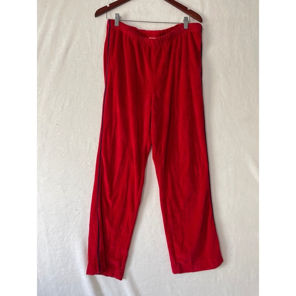 Christian Dior Monsieur Vintage Red Velour Track Pants Navy Stripe Mens Large - Picture 2 of 7